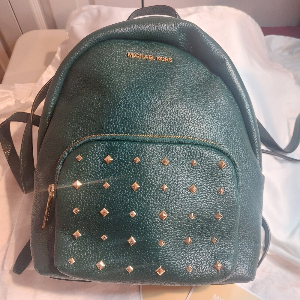 Michael Kors Green Leather Studs Erin Backpack